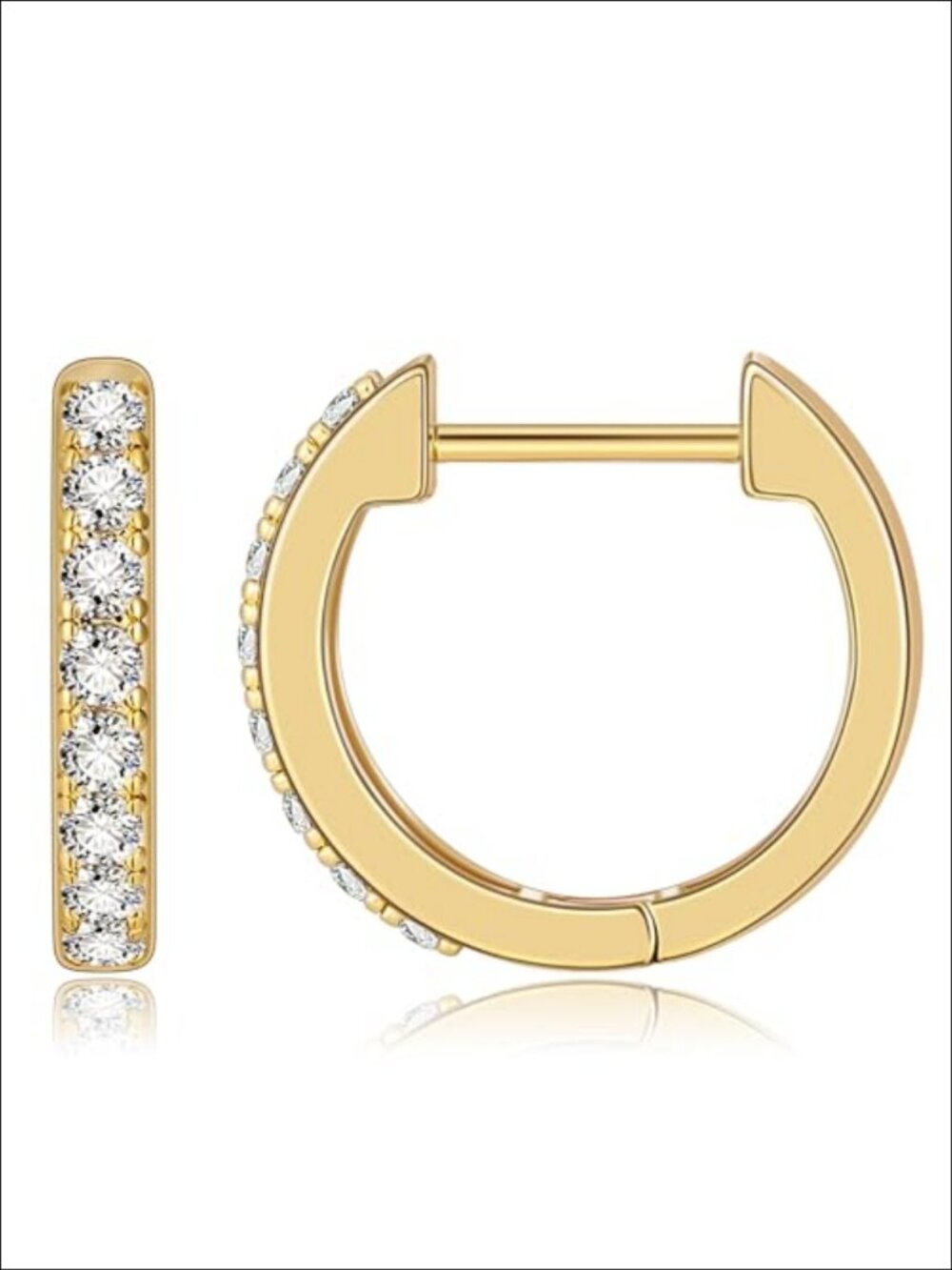 Small 14K Gold Plated Huggie Hoop Earrings with CZ